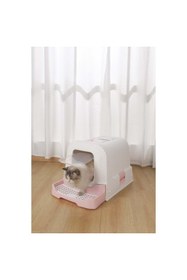 Resim Hype Store M-PETS ECO RATTAN KAPALI KEDİ TUVALETİ WHİTE/PİNK 