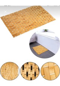 Resim Bambu Banyo Paspası - Kaymaz Taban - Duş Paspası 40 X 60 Cm Kahverengi 