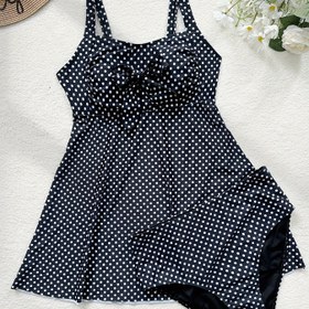 Resim Desenli Etek Stili Ayarlanabilir Askılı Plus Beden Moda Mayo 