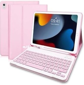 Resim M.TK moveteck 7 Nesil 10.2 Uyumlu Tablet Bluetooth Özellik Kablosuz Kalem Bölme Klavyeli Kılıf, pembe, Tek Ebat, 10.2klavyepembe 