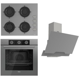 Resim Ferre Flowart Basic Serisi Gri Ankastre Set (cs208 + Xe62cpr + D065 ) 