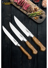 Resim Hand Craft Mutfak Bıçak Seti Et Ekmek Sebze Salata Bıçağı 3 Lü Set Hds-31 Ahşap 