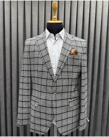 Resim Avni Ceylan Erkek Siyah Ekoseli Tek Düğme Blazer Ceket 