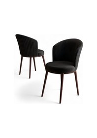 Resim Canisa Risa Serisi 1 Adet Siyah Mutfak Sandalyesi Kahverengi Metal Ayak 1.sınıf Babyface Kumaş Siyah Sandalye Kahve Ayak 