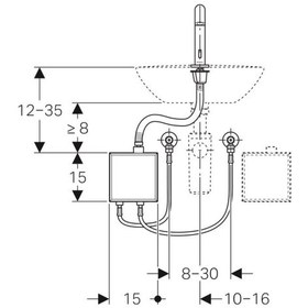 Resim Geberit Piave Çift Su Girişli Pilli Fotoselli Lavabo Bataryası 116.164.21.1 Krom 