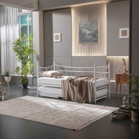 Resim Daily Yavrulu Karyola Daybed Tek-Çift Kişilik Metal Karyola Beyaz 