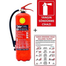 Resim 6kg Çakır Yangın Tüpü,yangın Tüpü Kullanım Talimatı Ve Yangın Tüpü Levhası 3lü Set 