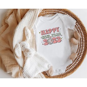 Resim Niles Baby design for baby Happy New Year 2023 Yazılı Kısa Kol Zıbın 