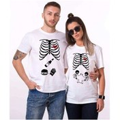 Resim Tshirthane Iskelet Bebek Iskelet Yemek Sevgili Kombinleri Tshirt Beyaz 