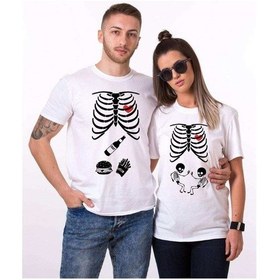 Resim Tshirthane Iskelet Bebek Iskelet Yemek Sevgili Kombinleri Tshirt Beyaz 