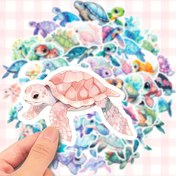 Resim 50 adet Vinil Deniz Kaplumbağası Stickerları, DIY Scrapbooking, Gitar, Laptop, Kask, Kaykay, Bagaj, Telefon ve Bilgisayar Dekorasyonu için Su Geçirmez Grafiti Çıkartmaları - Elektrik Gerekmez 