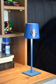 Resim LUMINZO Şapkalı Şarjlı Dokunmatik Erkek Çocuk Odası Masa Lambası Abajur Gece Lambası 3 Işık Rengi Melda 