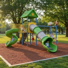Resim Çocuk Oyun Parkı - Deniz Kabuğu ve Deniz Yıldızı Figürlü Ev Çatılı Model 