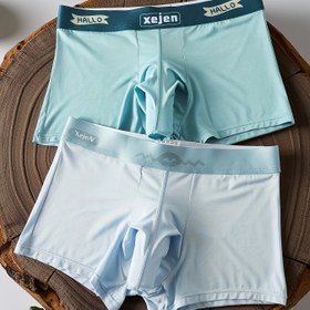 Resim 2'li Paket Erkekler İçin Dövme Geçirmez Buz Slick Fiber Kumaş 3D Kabartmalı Tasarımlı Boxer Külotlar Nefes Alabilir Açık Kasık Tüylenme Önleyici Nem Emici Ergonomik Ofis & Spor Stili Trend Sevgililer Günü Hediyesi 