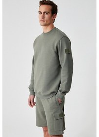 Resim Grimelange OLLIE Erkek Bisiklet Yaka Regular Uzun Kollu Nakış Detaylı Haki Sweatshirt 