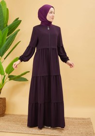 Resim Kat Detaylı Bol Kesim Ferace Mürdüm | 20688 - 40 / Mürdüm 
