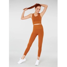 Resim Jerf Luz Kemeri Rip Detaylı Yüksek Bel, Sıkılaştırıcı Tayt Badem 