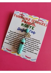 Resim Sertifikalı Turkuaz Taşı Pandül Kelebek Kolye Çok REnkli 