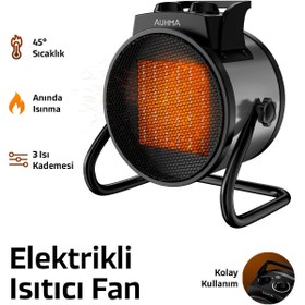 Resim auhma AT1H Elektrikli Isıtıcı Fan Gri | 3000W Hızlı Isınma, 3 Kademeli Ayar, Sessiz PTC Isıtma Tekno 