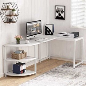 Resim Zizuva Tasarım 190+110x60+50x75 CM L Model Beyaz Çalışma Masası 