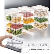 Resim 12'li Block Buzdolabı Ve Derin Dondurucu Sızdırmaz Saklama Kabı Şeffaf 6x(1,5-0,7 Lt) Vienev