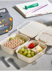 Resim Mapple Home Bölmeli Taşınabilir Beslenme Kutusu - Yemek Saklama Kabı - Beslenme Çantası Desenli Lunchbox 