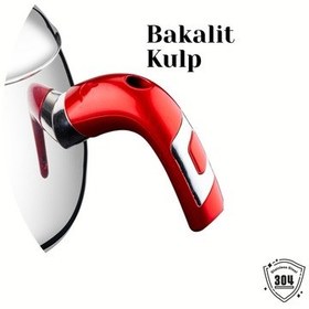 Resim Damla Mini Boy Bakalit Kulplu Çaydanlık Takımı - Kırmızı İnsörtlü Kırmızı 