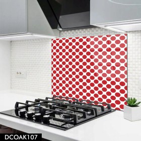 Resim Olinpa Cam Ocak Arkası Koruyucu | Kırmızı Pötikare Desenli 