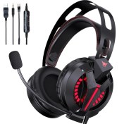 Resim Aqqog Gaming Headset With Microphone For Playstation 5, Double Head Beam Suspended Soft Soft Memory Earmuffs, 7.1 Surround Sound Wired Headset LED Light For Ps5, Pc, Ps4, Imac, Laptop (Yurt Dışından) 