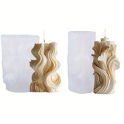 Resim Wave Column Aromaterapi Mum Silikon Kalıbı DIY Koku Taşı Dekoratif Alçı Süs 