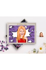 Resim Bk Gift Kişiye Özel Kadın Karikatürlü 1000 Parça Profesyonel Puzzle-33 