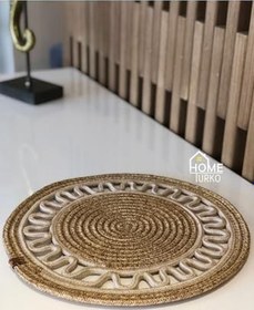 Resim Natural Jut, Moderin Görünümlü Hasır 33 X 33 Cm, Amerikan Servis, Supla. Bej-Şerit 