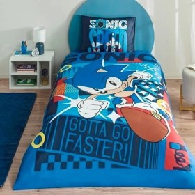 Resim Assess Store Taç Lisanslı Sonic Pamuk Tek Kişilik Nevresim Takımı 
