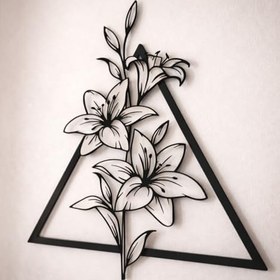 Resim Sezart Modern Çiçek Metal Duvar Tablosu Siyah 38 x 51,5 