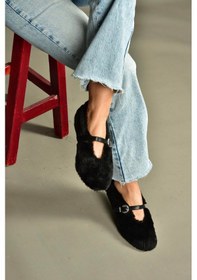 Resim Fox Shoes V820105504 Siyah Peluş Günlük Düz Kadın Babet Siyah 