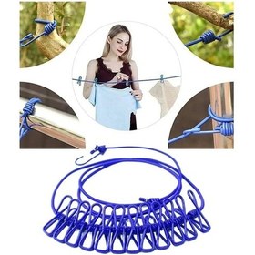 Resim Tineke 12 Mandallı Taşınabilir Elastik Çamaşır İpi 185-380 Cm Ayarlanabilir Kamp, Seyahat Ve Bal Çok Renkli 