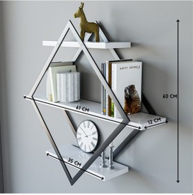 Resim Baklava Duvar Rafı Kitaplık Banyo Rafı 3 Katlı Beyaz 