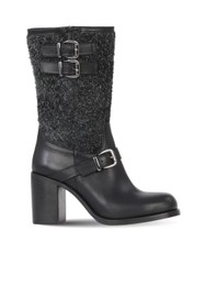 Resim Bueno Shoes Siyah Deri Kadın Topuklu Çizme 30wc25532 