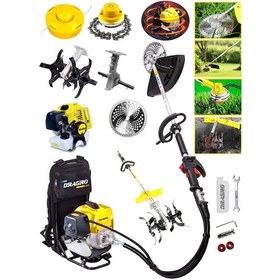 Resim Dragro Alman DRG-SRT20 20 HP S Sırt Tipi Benzinli Motorlu Ot Çalı Tırpanı Çim Biçme Makinesi Tırpan Çapalı 