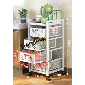 Resim Trendesk 4 Katlı Metal Beyaz Patates Soğan Sebze Meyve Sepeti Sebzelik 