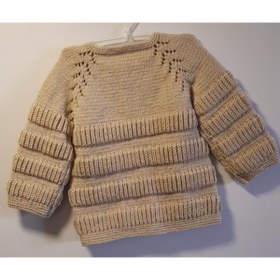 Resim Gümüş Düğme Unisex Bebek Bej El Örgüsü Hırka 