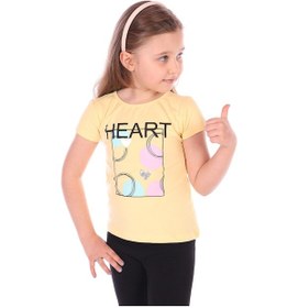 Resim Toontoy Kids Toontoy Kız Bebek Heart Baskılı Tişört Sarı 