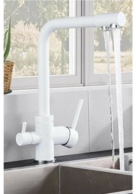 Resim Hms Beyaz Arıtmalı 3 Yollu Mutfak Eviye Bataryası 