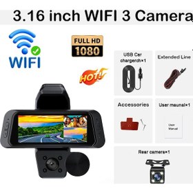 Resim 3 Kamera Araç Kamerası İçin 1080p Video Kaydedici Wıfı Araba Dvr'ı Ön Arka None X433-wıfı-3cam 