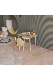 Resim Fahrettin Küçük Montessori Çocuk Masası Oyun Masası Aktivite Masası Çalışma Masası Çekmeceli Sandalyeli 