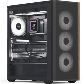 Resim Aero Cool D501A Black 750W 80+ Bronze, 4X12CM A-Rgb Fanlı, Ahşap Ön Panel Detaylı, Tempered Cam Yan ve Mesh Ön Panel, USB Type-C, Atx Bilgisayar Kasası (AE-D501A-BK750BR) 