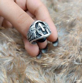 Resim s4s Şövalye Model Klasik Antik Eskitme Gümüş Kaplama Ayarlanabilir Yüzük 