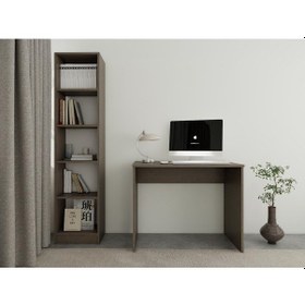 Resim Ofis Çalışma Bilgisayar Masası Antrasitmeşe Antrasit Meşe 