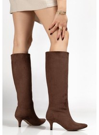 Resim Syt-2025 Kahve Süet Günlük Kadın Çizme Bej 