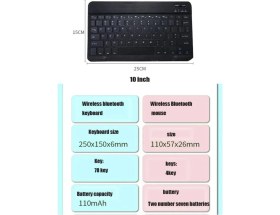 Resim iPad Mini 1 Uyumlu Kablosuz Bluetooth Klavye Mouse Set Siyah 